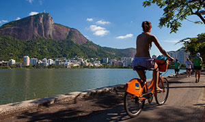 Cycling around Lagoa in Rio de Janeiro